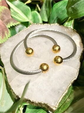 Luxe Wellness Good Luck Duo Silver‑Gold Cable Bracelets- 2 for 1 Stylish Deal